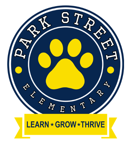 Park Street Elementary School Panthers Logo, with motto Learn, Grow, Thrive